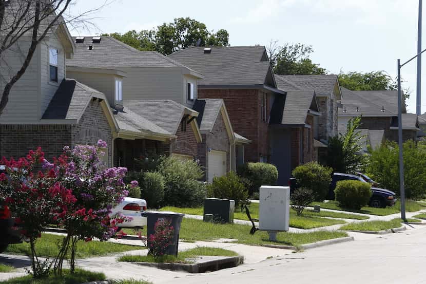 Homes in the Thornton Heights neighborhood on Cliff Heights Circle in Dallas. The Texas...