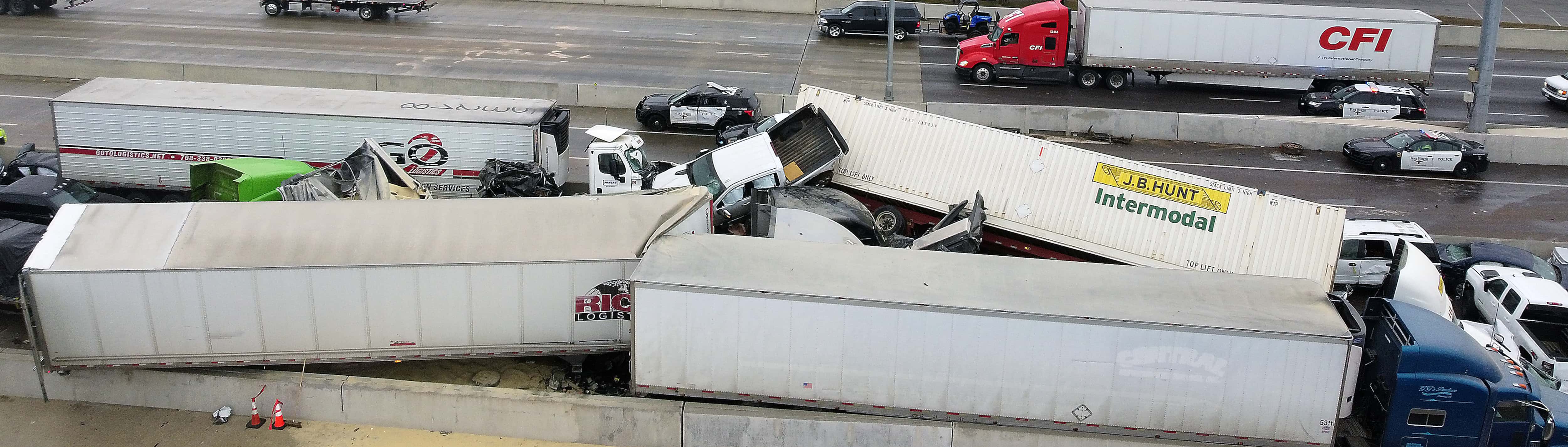Mass casualty wreck on I-35W and Northside Drive in Fort Worth, Texas on Thursday, February...