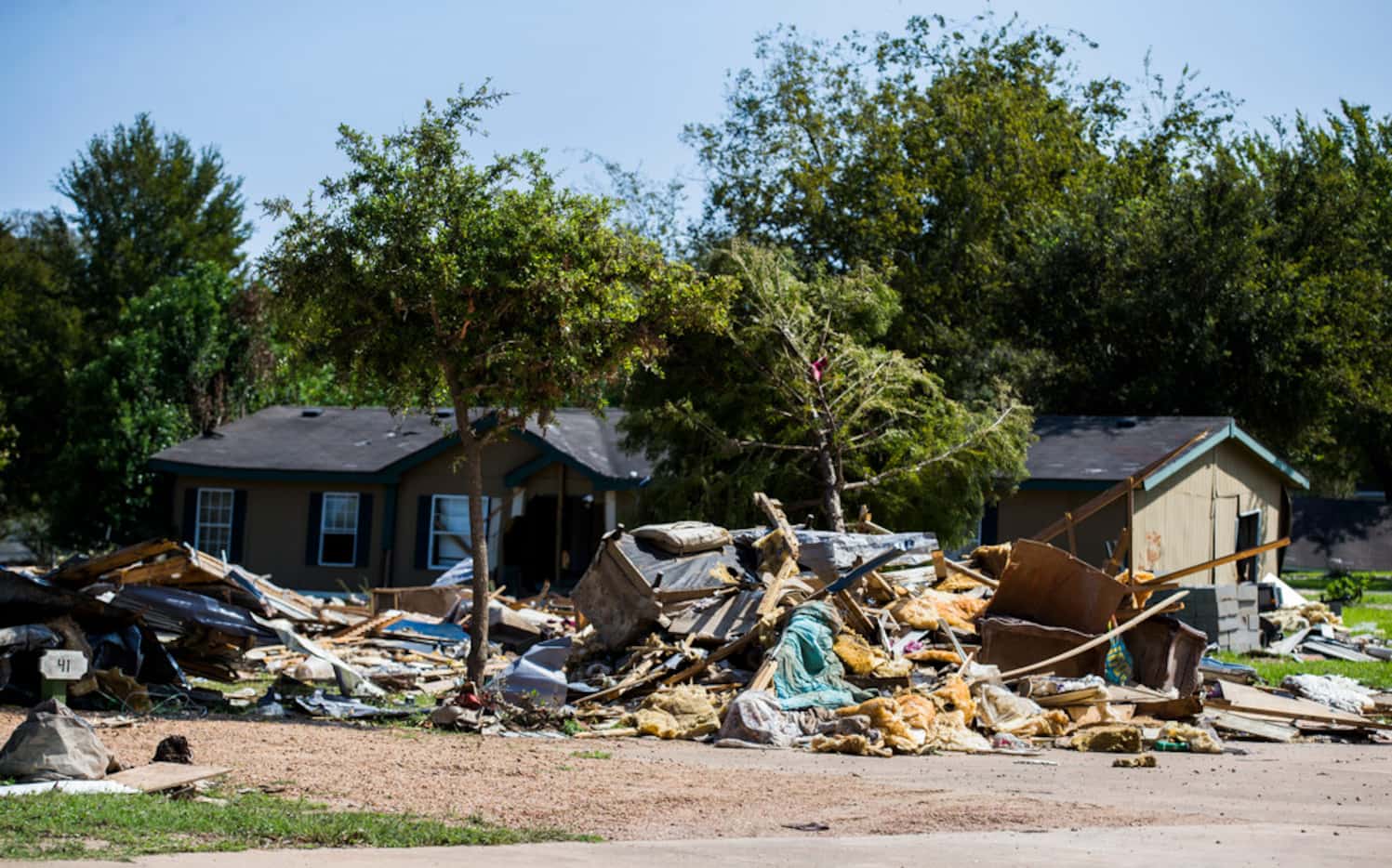 Debris remained piled up this week in the Colorado Landing RV Park in La Grange.