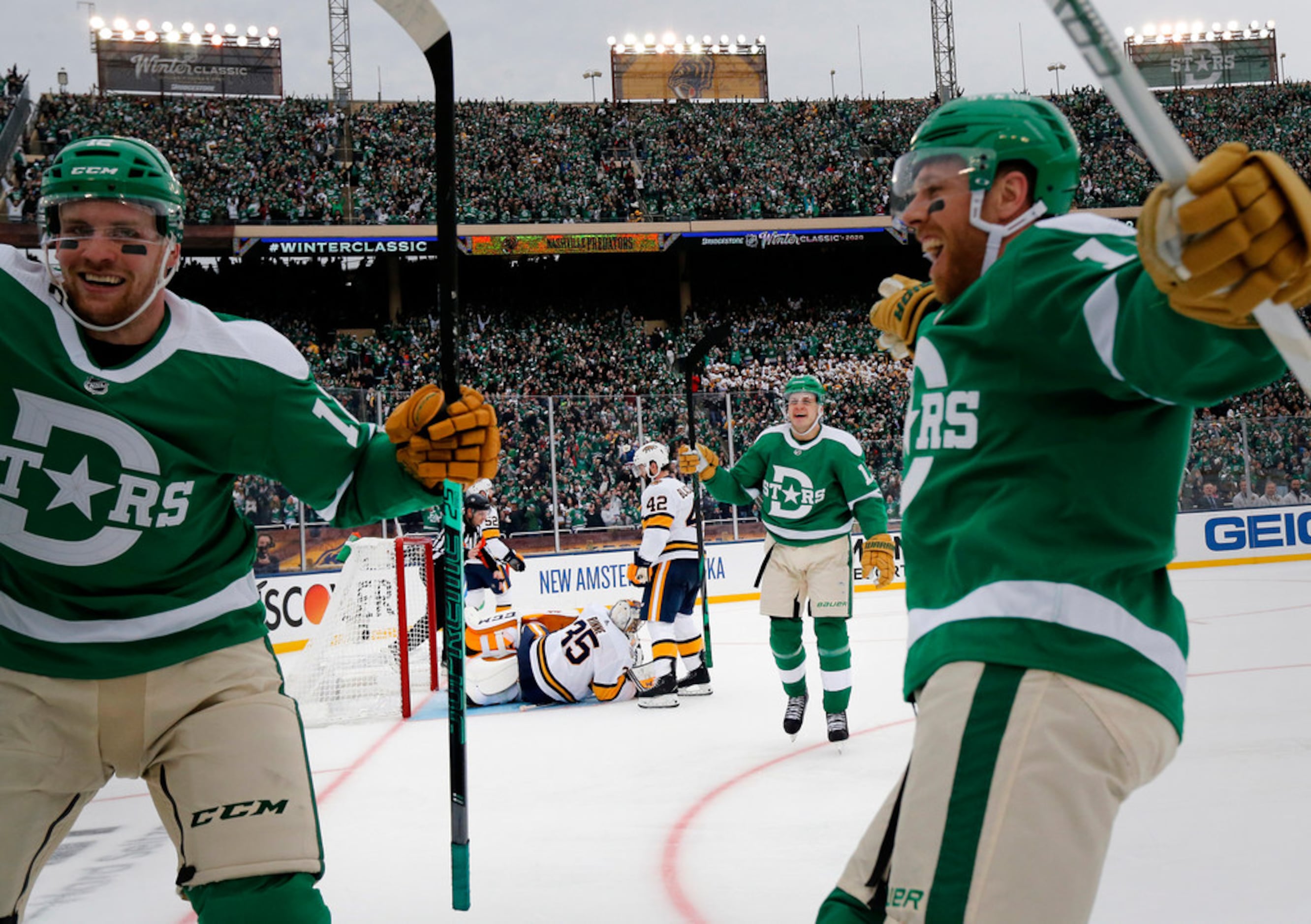 Nashville Predators goaltender Pekka Rinne (35) lies in the crease after being scored on by...