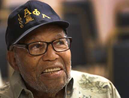 93-year-old fraternity member Clarence Russeau is pictured during the Alpha Phi Alpha...