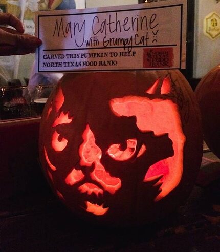 Here's the Grumpy Cat pumpkin, a.k.a., the Grumpkin.