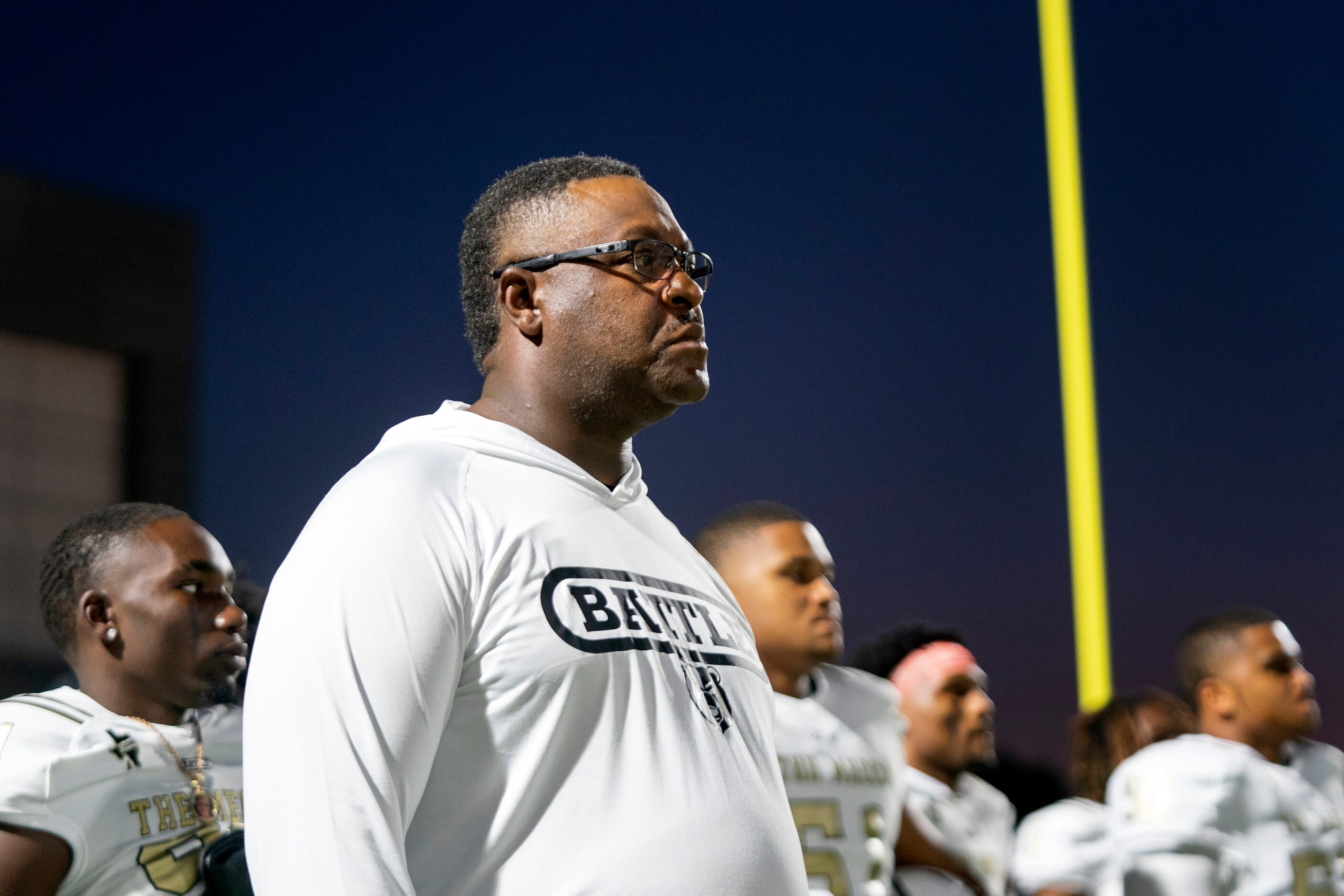 South Oak Cliff head coach Jason Todd waits to takes the field for a high school football...