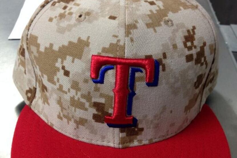 The Rangers special occasion caps that will debut on Memorial Day. (Photo by Anthony...