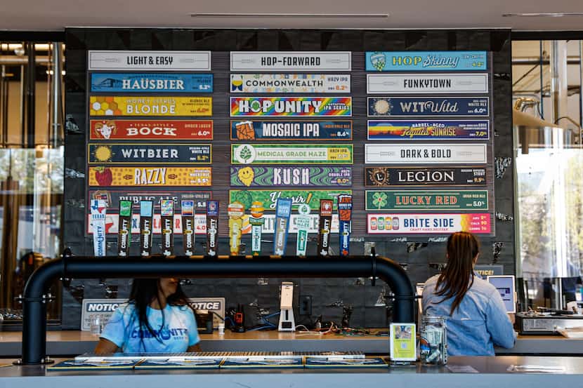 The beer menu board at Community Beer Co. in Dallas