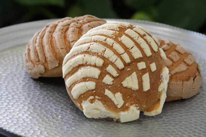 Close-up view of the conchas at La Poblanita Bakery in Richardson