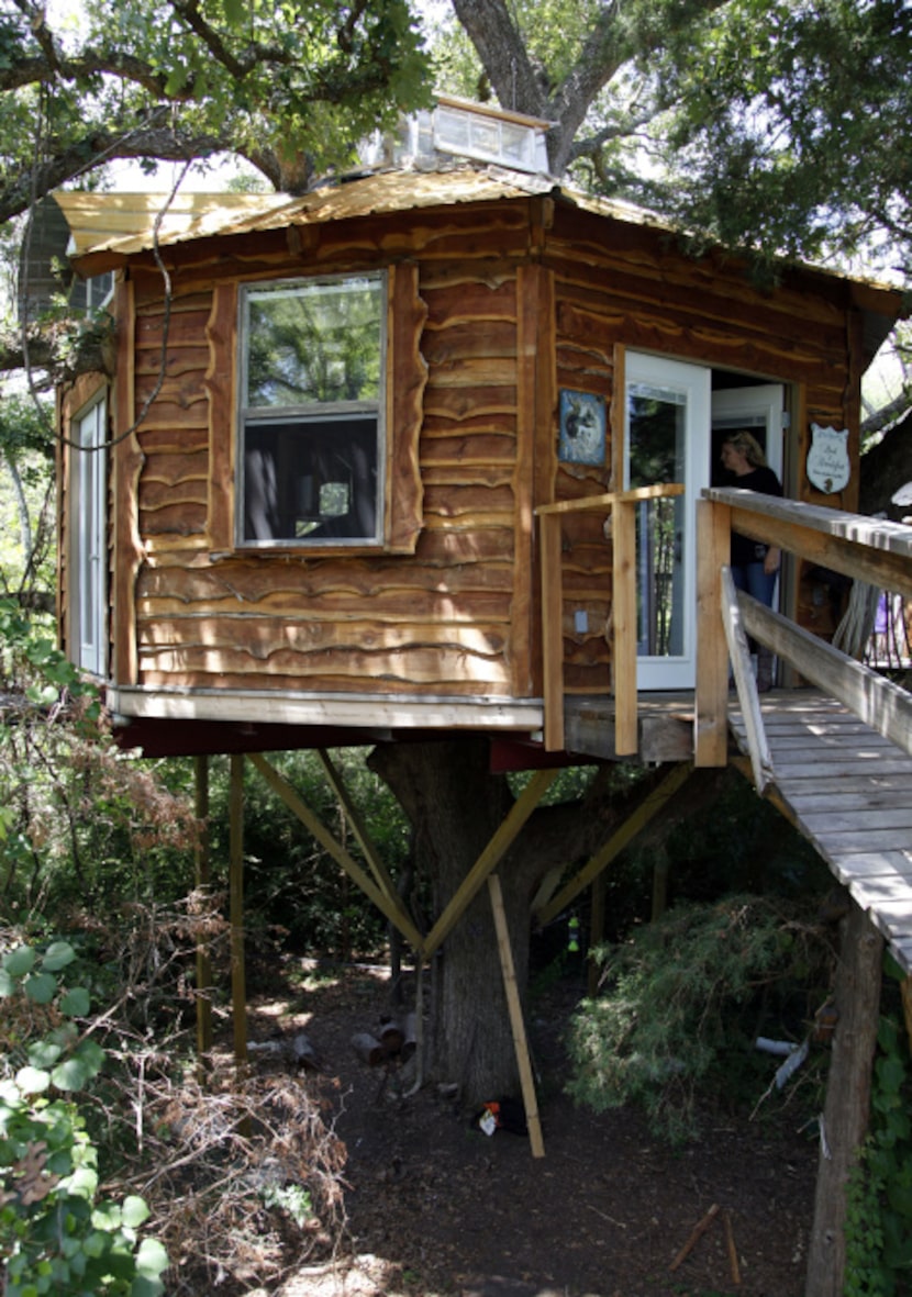 The Majestic Oak Treehouse at Savannah Meadows, an eco-tourism lavender farm in Celeste, can...