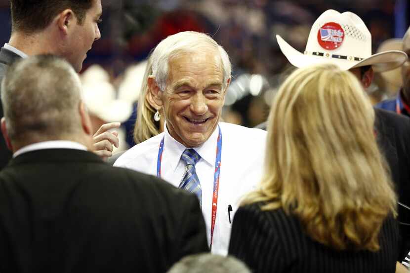  Ron Paul on the floor before the second session of the 2012 Republican National Convention...