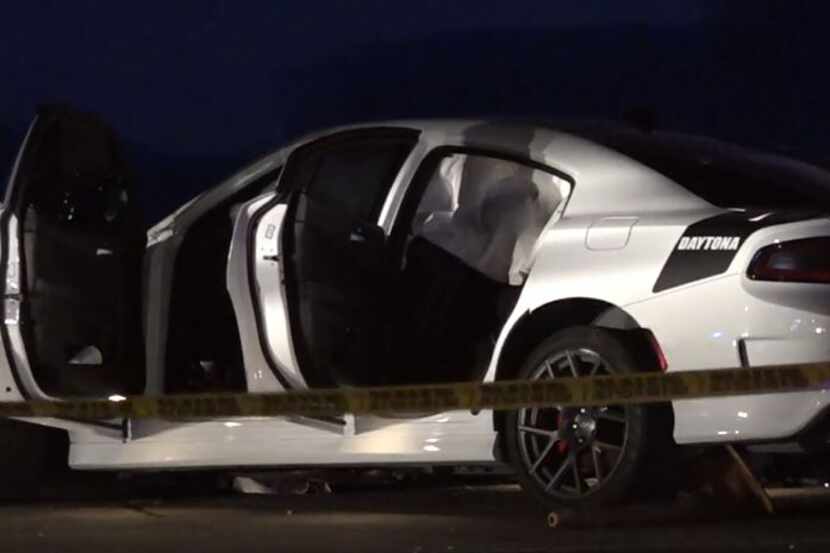 A Dodge Charger reported stolen out of Houston crashed after a shootout Monday night in west...