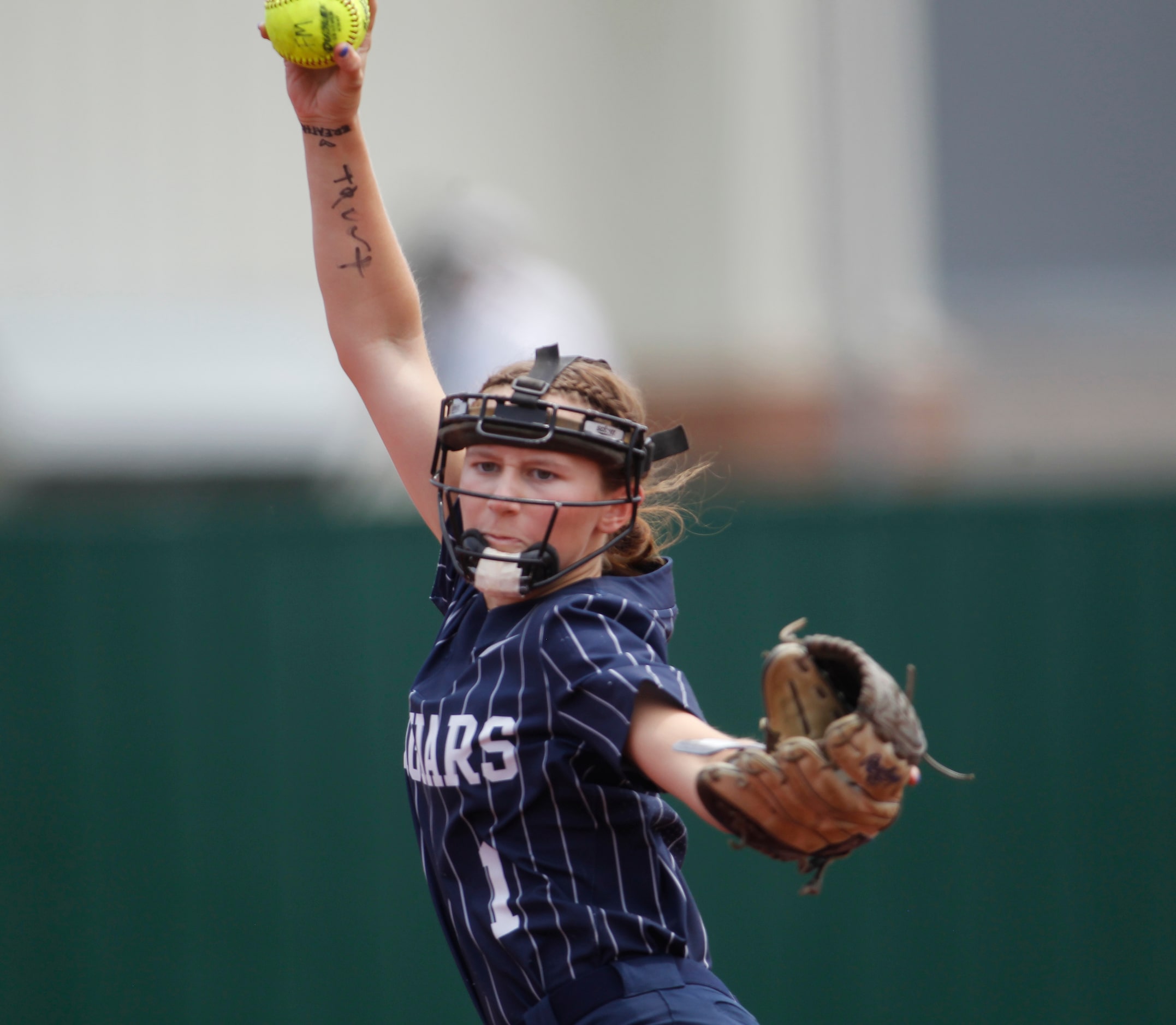 Flower Mound pitcher Brook Hull (1) delivers a pitch to a Keller batter during the top of...