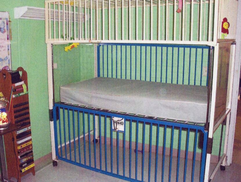 A nursing home in Bridgeport in Wise County used this “cage bed” to confine a woman with...