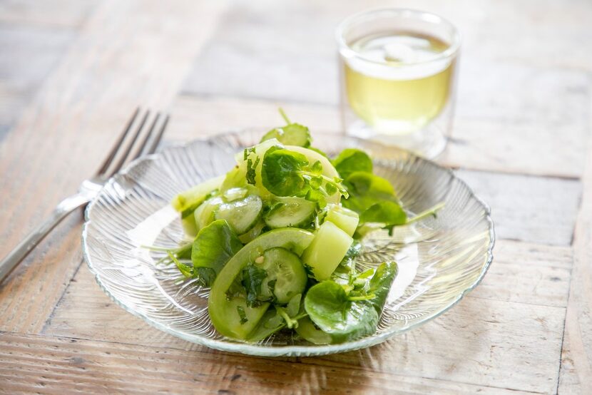 Green Tomato-Melon Salad from chef Sharon Hage