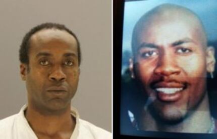  Anthony Davis in a Dallas County jail mugshot taken last week, left; and a family photo,...