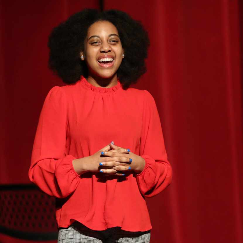 Houston School for the Performing and Visual Arts' Callie Holley performs a monologue during...