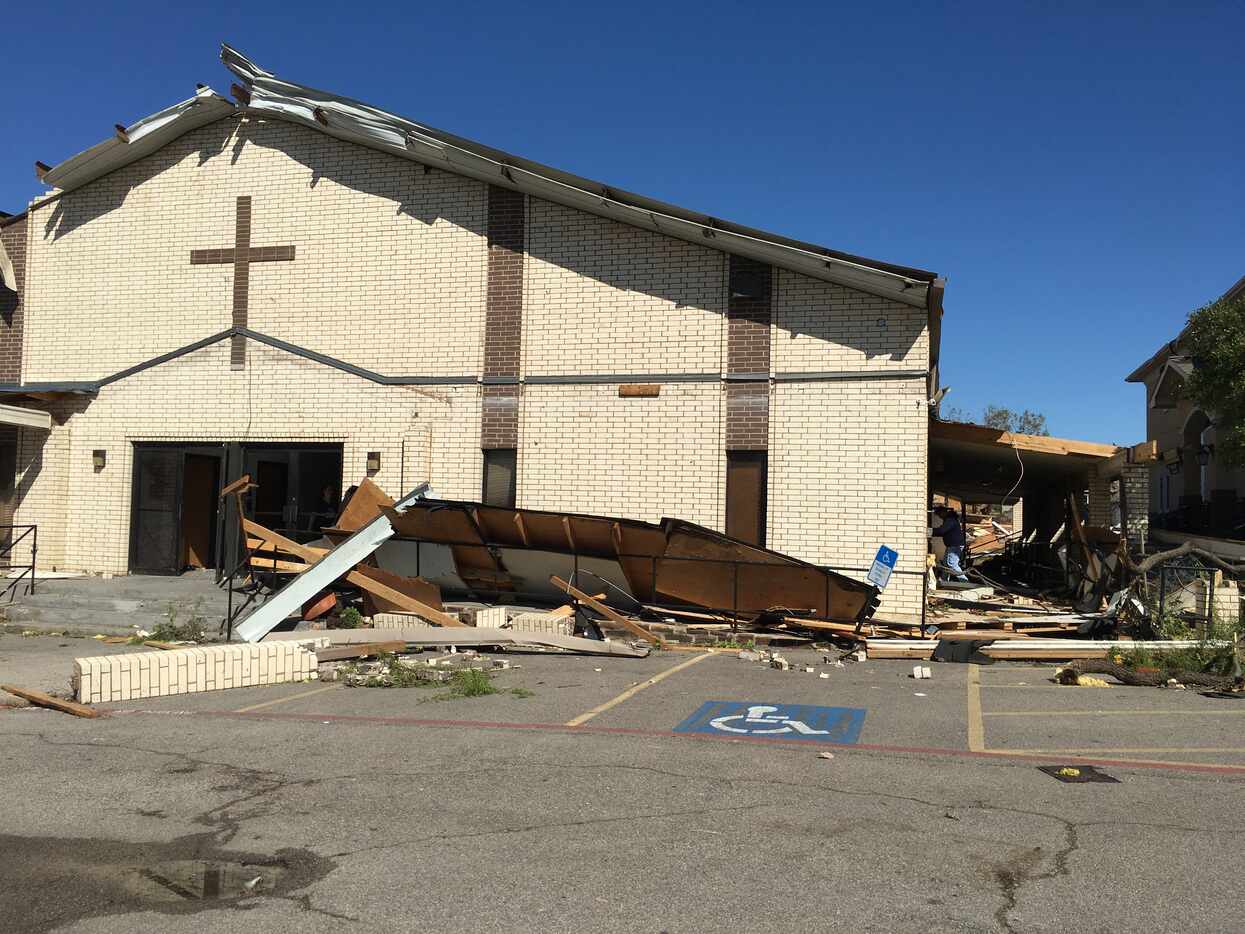 Primera Iglesia Dallas home on Walnut Hill Lane was destroyed during the tornado storm on...
