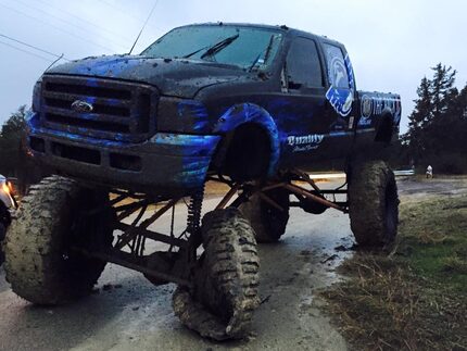 The truck was found in a wooded area in DeSoto, its front wheel wrecked.