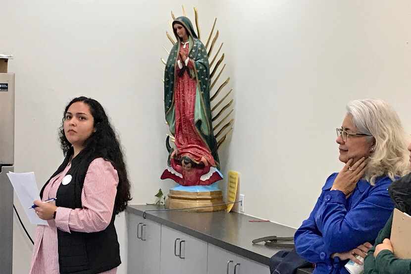 Lily Rodriguez, a volunteer of Dallas Area Interfaith, and Socorro Perales, an organizer...