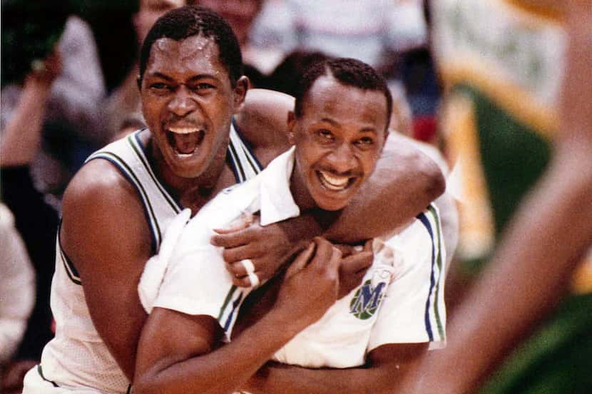 PUBLISHED April 18, 1984 - Mark Aguirre, who led the Dallas Mavericks with 20 points, gives...