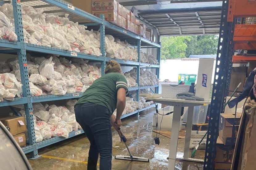 Food for Thought warehouse in Irving sustained flood damage after the 9-plus inches of rain...