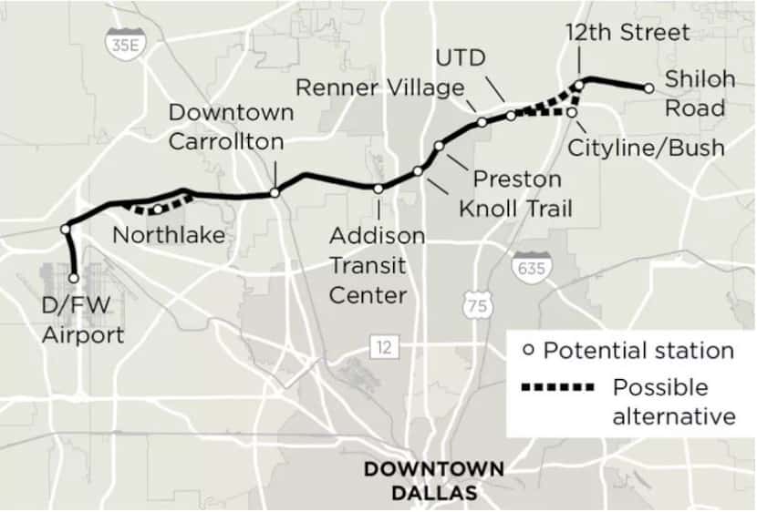 The full Cotton Belt route from DFW International Airport to Plano
