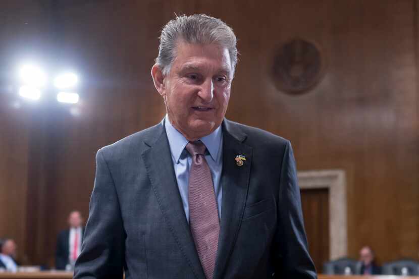Sen. Joe Manchin, D-W.Va., arrives to chair the Senate Committee on Energy and Natural...