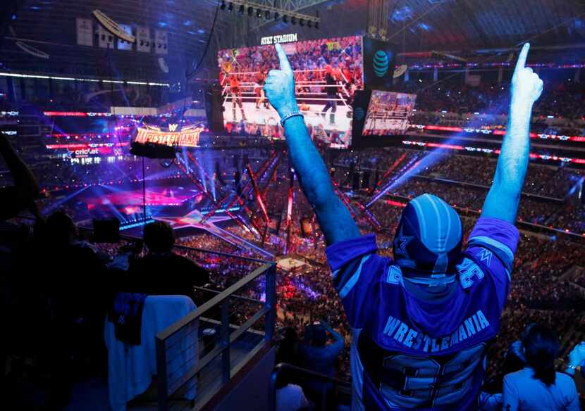 Kevin Bracken of Indiana cheered "Stone Cold" Steve Austin at WrestleMania 32 at AT&T...