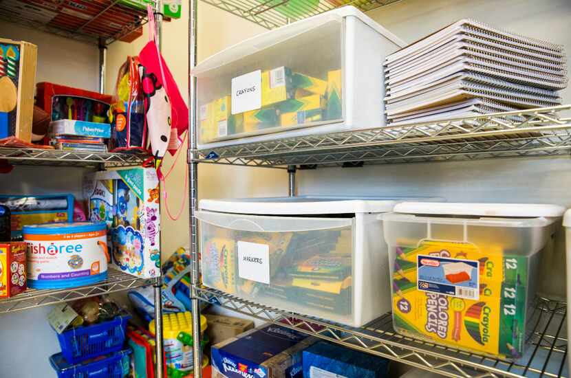 Clothing, toy and school supplies donations are stored in at the Dallas Children's Advocacy...