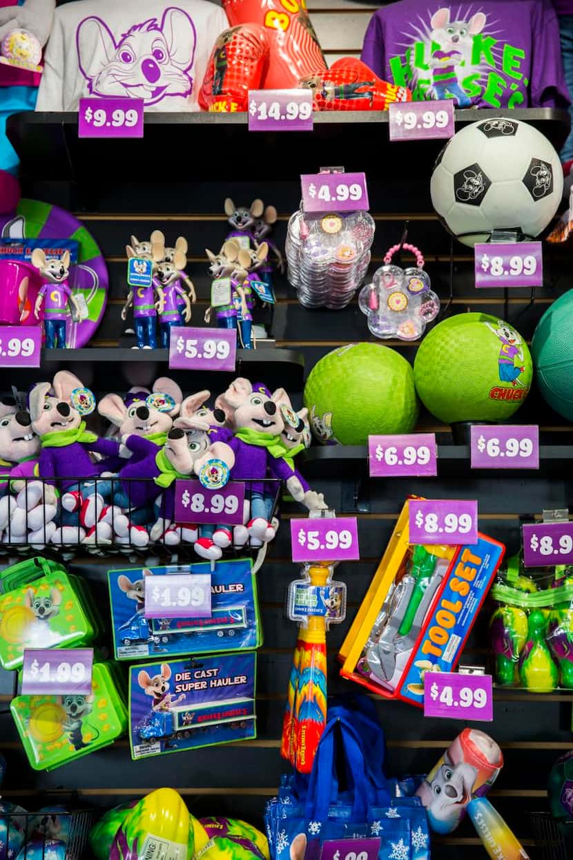 
Prizes are displayed at Chuck E Cheese on Wednesday, April 8, 2015 in Irving, Texas. 

