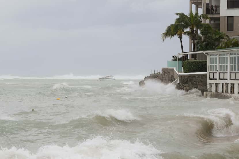 La costa durante el paso del huracán Beryl en Oistins, Barbados, el lunes 1 de julio de...
