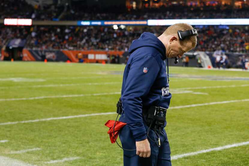 Dallas Cowboys head coach Jason Garrett reacts during the second half a NFL matchup between...