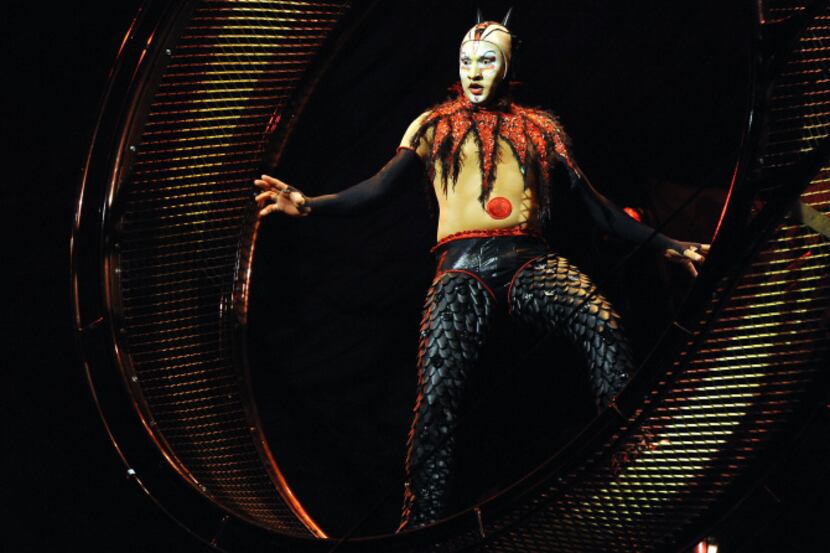 The Wheel of Death performance on the opening night of Cirque du Soleil's "Kooza" on...