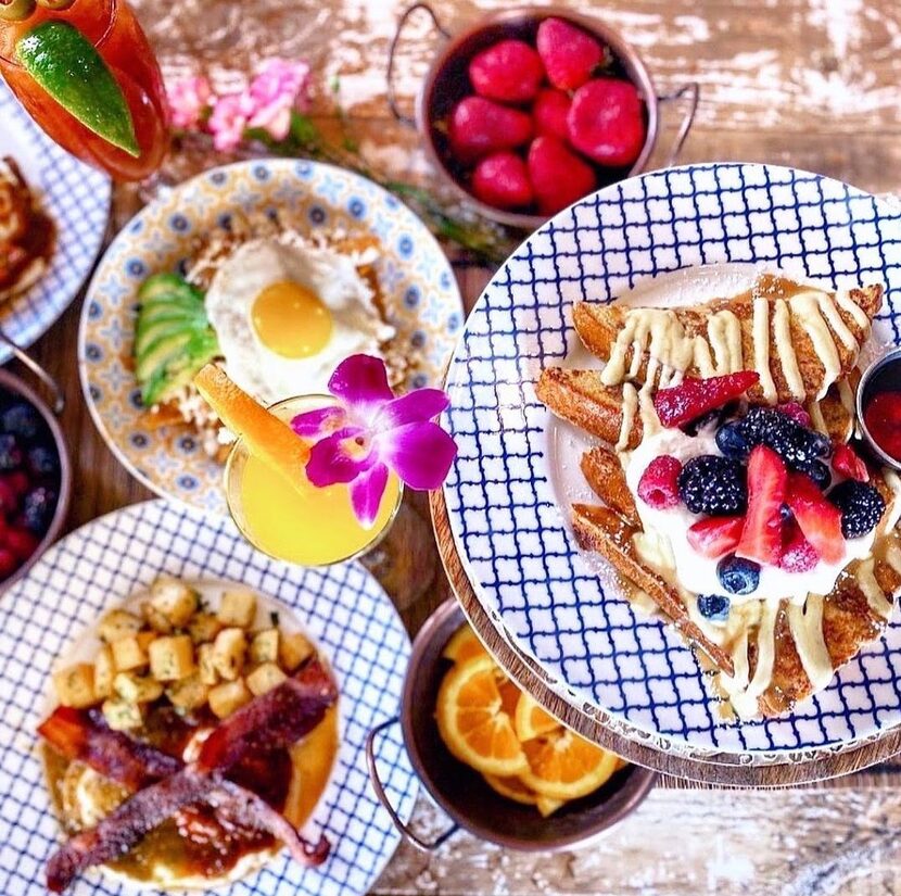 Mexican Sugar's dine-in Father's Day brunch includes cajeta French toast (right) chicken...