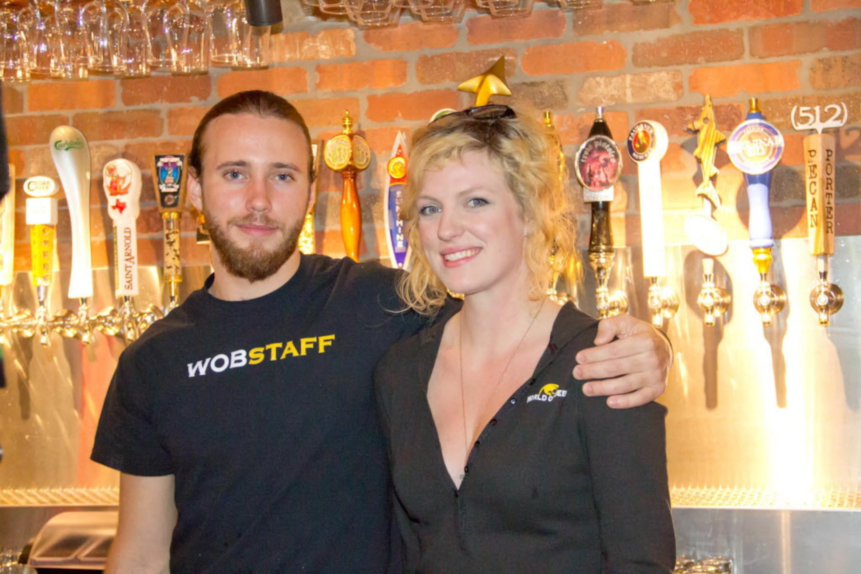 Bartenders Matt Cook and Jenna Durham at World of Beer on Dec 30, 2012 in Dallas Texas.