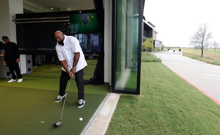 Former Dallas Cowboys player, Ed “Too Tall” Jones takes a ceremonial tee shot during the...