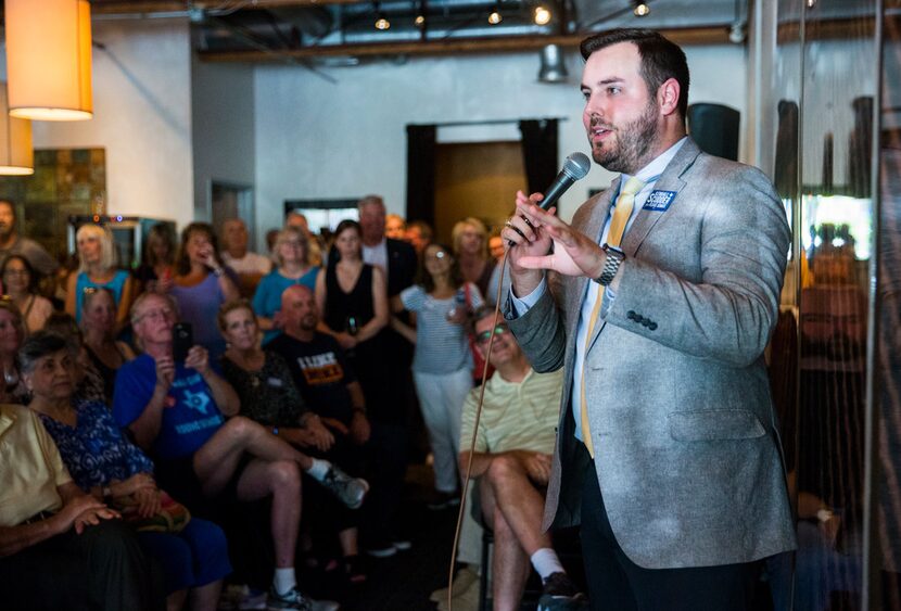 Democratic candidate for Texas senate district 2 Kendall Scudder spoke during a town hall...