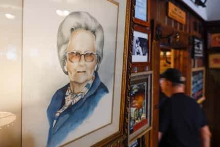 A portrait of Ranchman's Ponder Steakhouse founder Grace "Pete" Jackson hangs on the wall of...