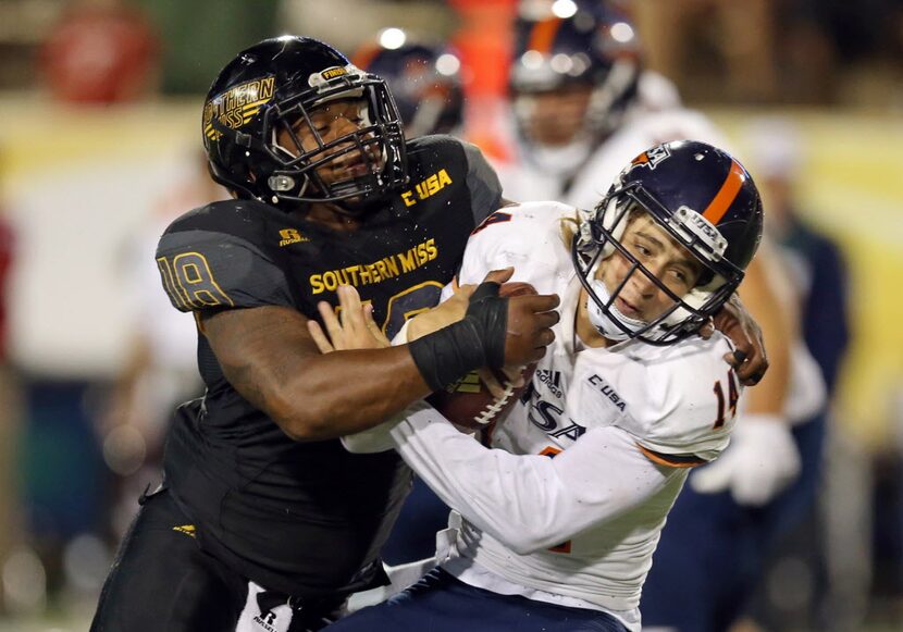 Oct 17, 2015; Hattiesburg, MS, USA; Southern Miss Golden Eagles linebacker Brian Anderson...