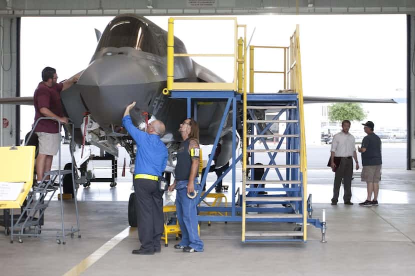 An F-35B is made ready for delivery to the Marine Corps. Marine Corps Air Station Yuma is...