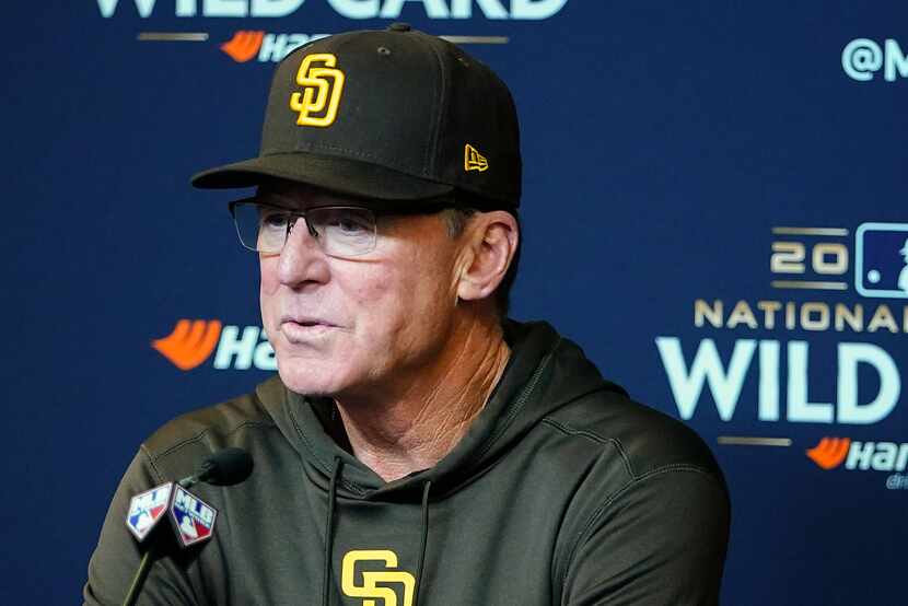 San Diego Padres manager Bob Melvin answers questions during a press conference before Game...