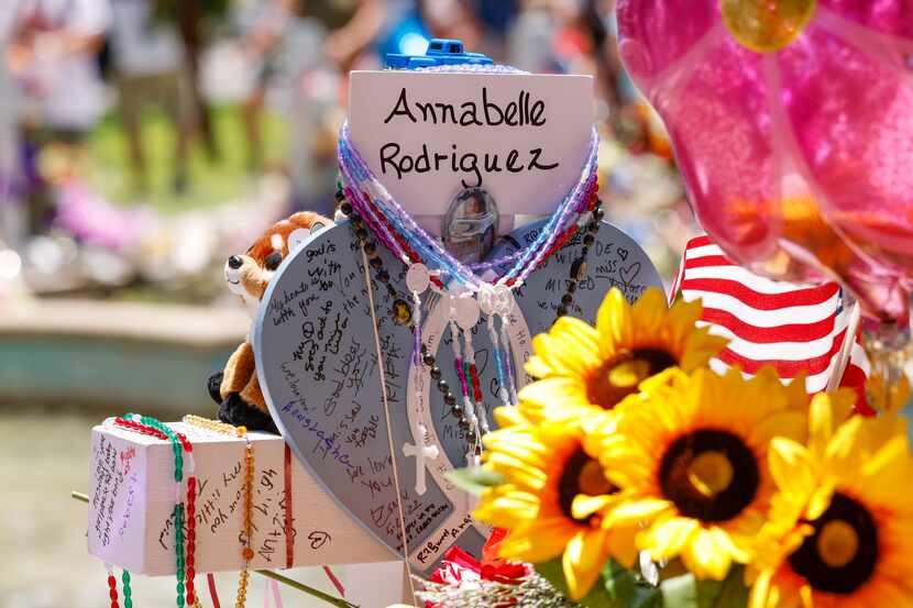 A memorial for Robb Elementary School shooting victim Annabelle Rodriguez, 10, at the town...
