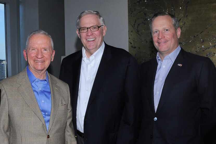 
Tom Luce (center) has longtime ties with Ross Perot Sr. (left) and Ross Perot Jr. According...