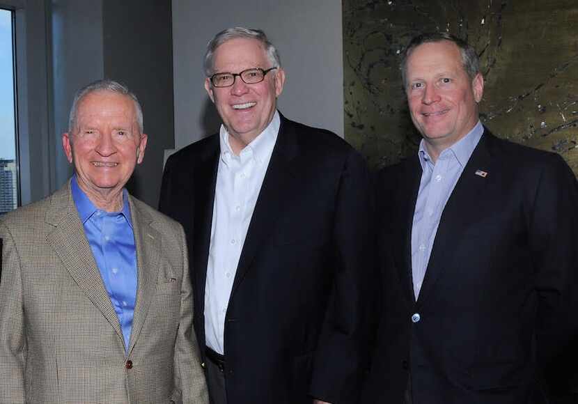
Tom Luce (center) has longtime ties with the late Ross Perot Sr. (left) and Ross Perot Jr. 
