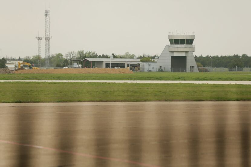 A view of the control tower at Dallas Executive Airport in Dallas Monday on April 2, 2018.