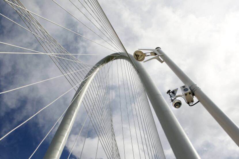 Police have kept a close eye from the sky on the bridge. Three security cameras were...
