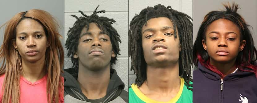 Suspects in the case are (from left) Tanishia Covington, Jordan Hill, Tesfaye Cooper and...