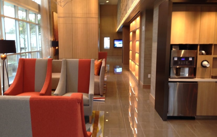  The high-rise on Routh Street has a lobby coffee bar. (Steve Brown/Staff)