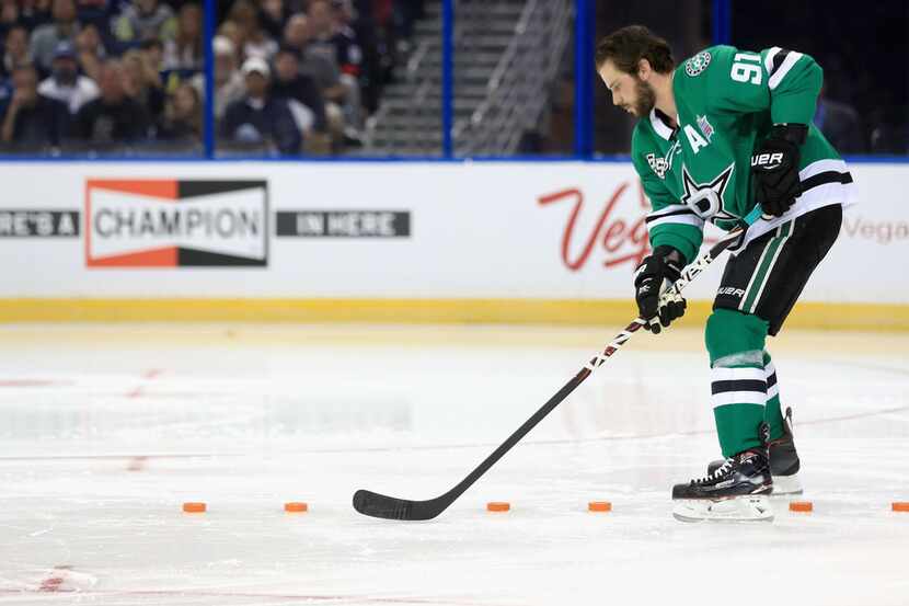 TAMPA, FL - JANUARY 27: Tyler Seguin #91 of the Dallas Stars competes in the Gatorade NHL...