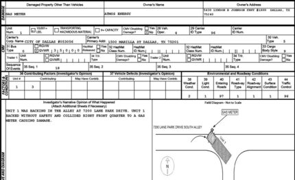 An excerpt from an August 2017 crash report includes an illustration showing how a city of...