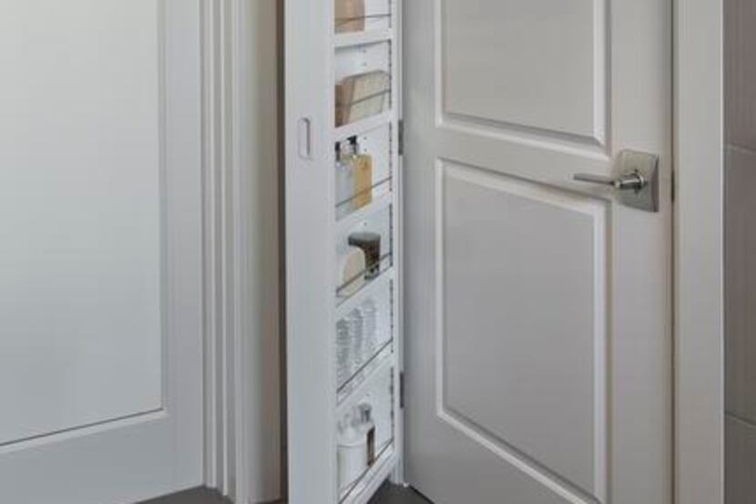 
A Cabidor installs on an existing door’s hinges, offering extra storage space.
