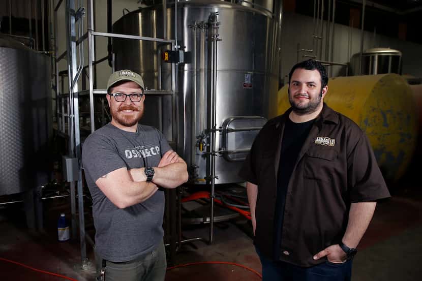 Owners Bobby Mullins, left, and Yianni Arestis inside the new Armadillo Ale Works brewery in...
